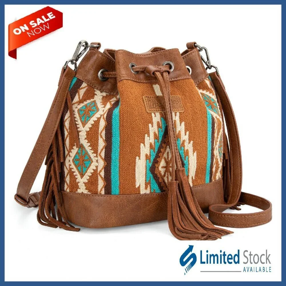Vegan Leather Aztec Tapestry Hobo Bag with Card Slots & Zippered Pocket